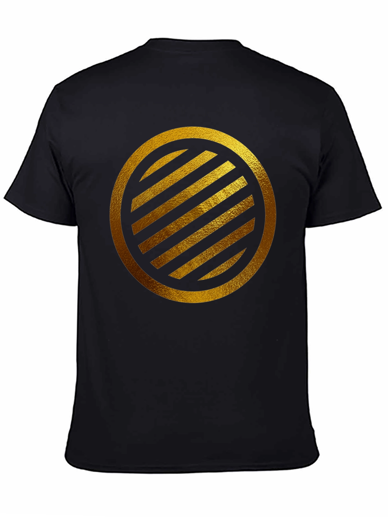 Gold Striped Circle on Black T-Shirt