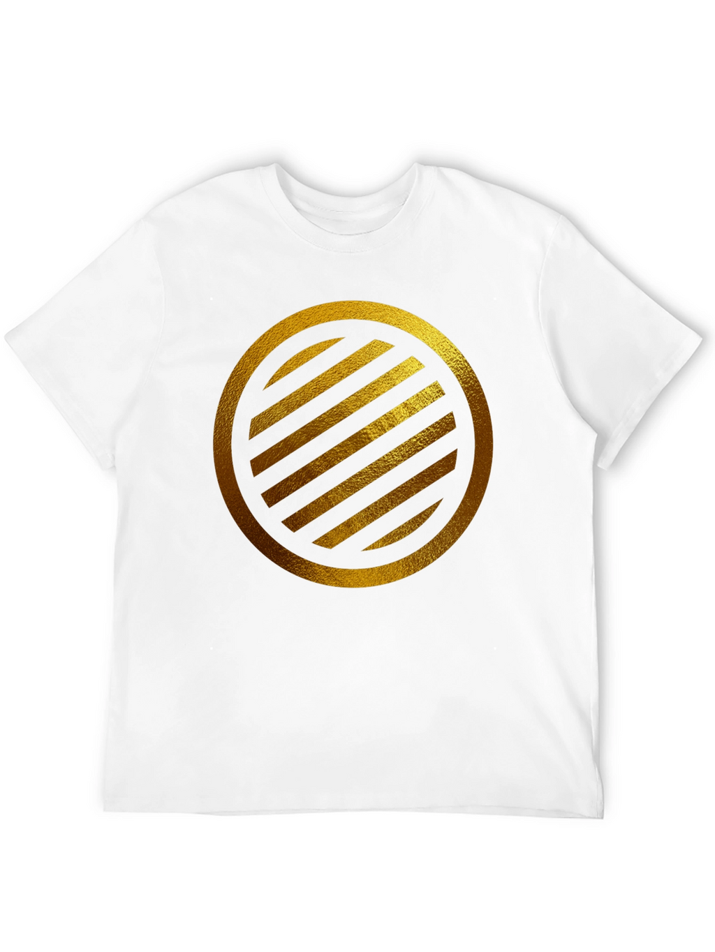 Gold Striped Circle on Black T-Shirt
