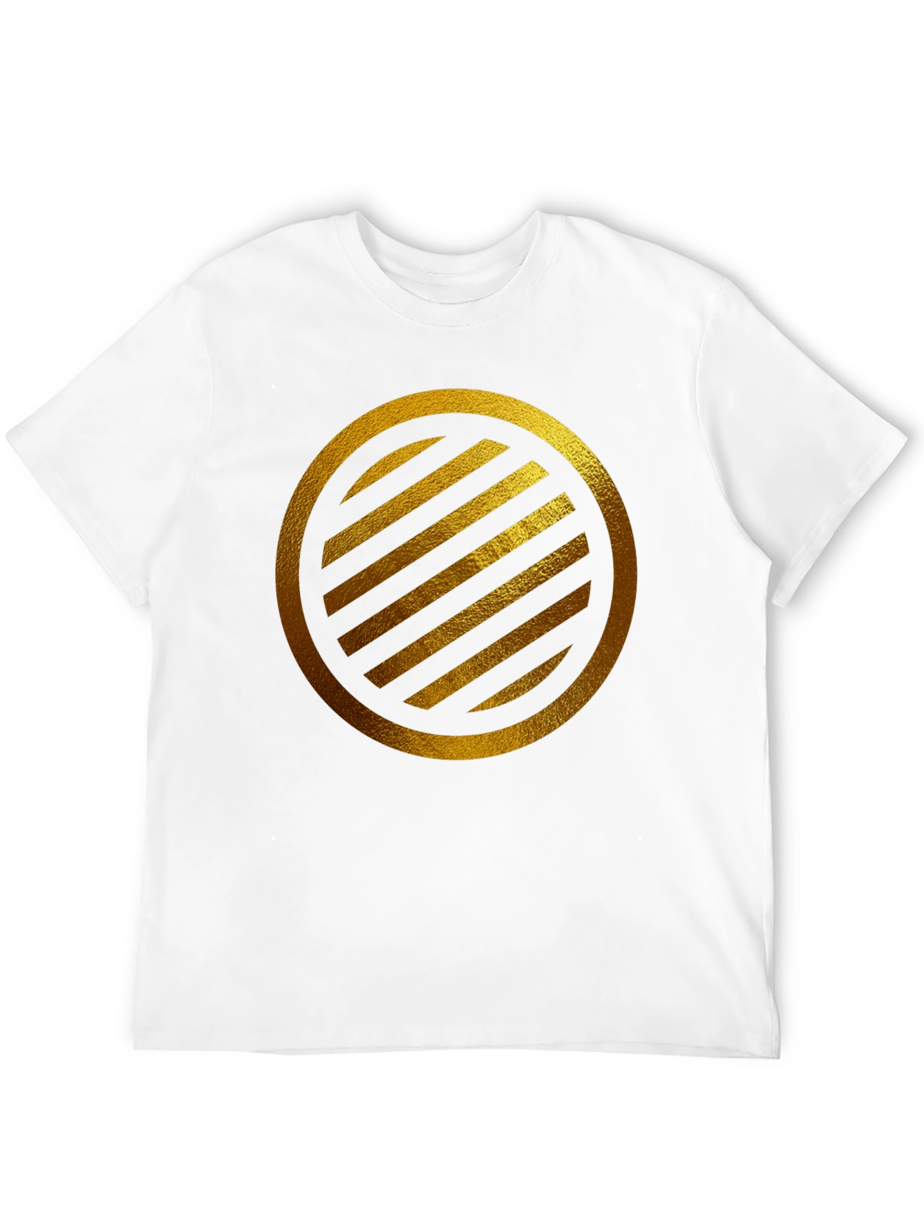 Gold Striped Circle on Black T-Shirt