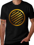 Gold Striped Circle on Black T-Shirt