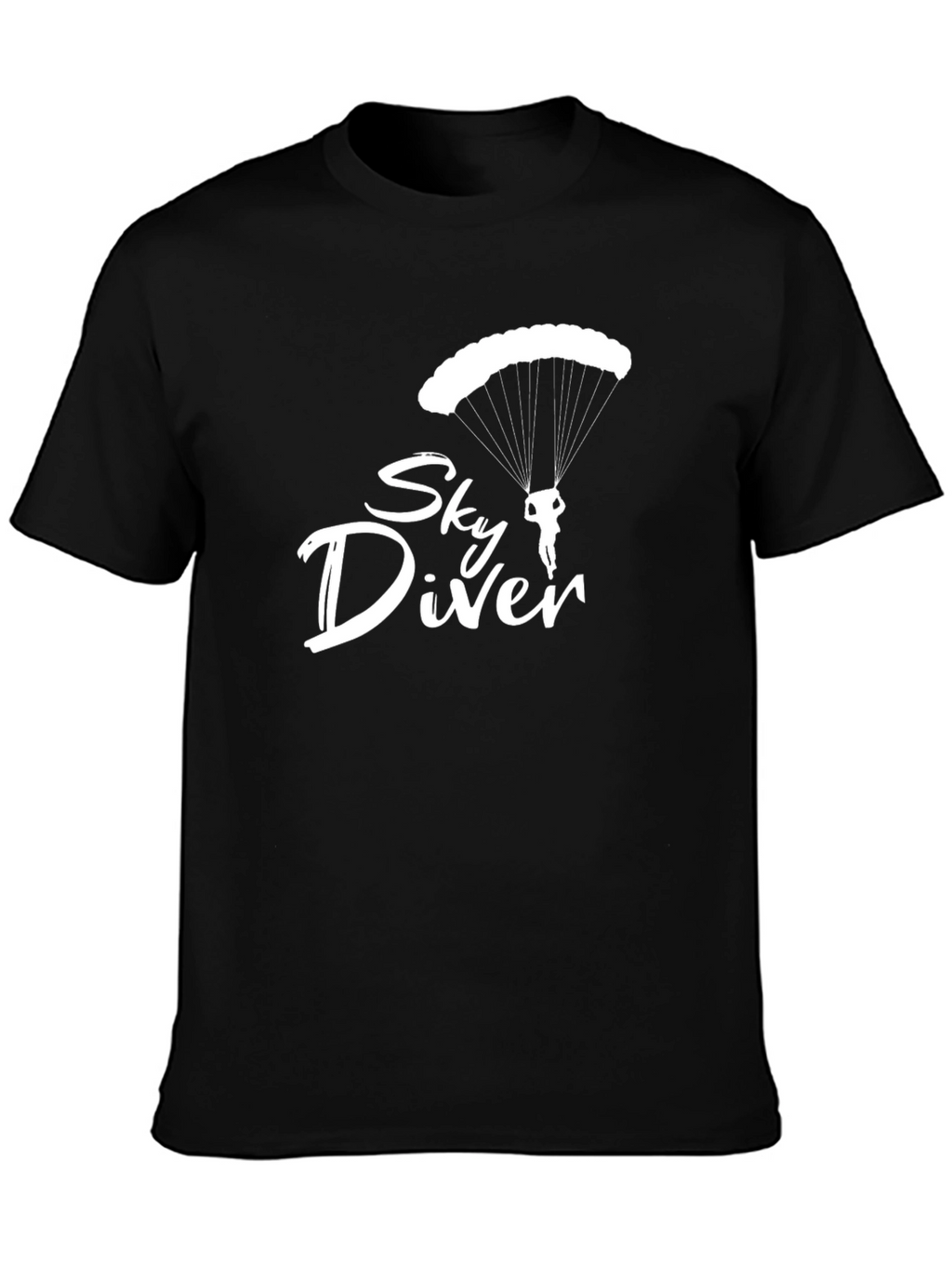 Sky Diver Graphic Tee - Black Cotton T-Shirt