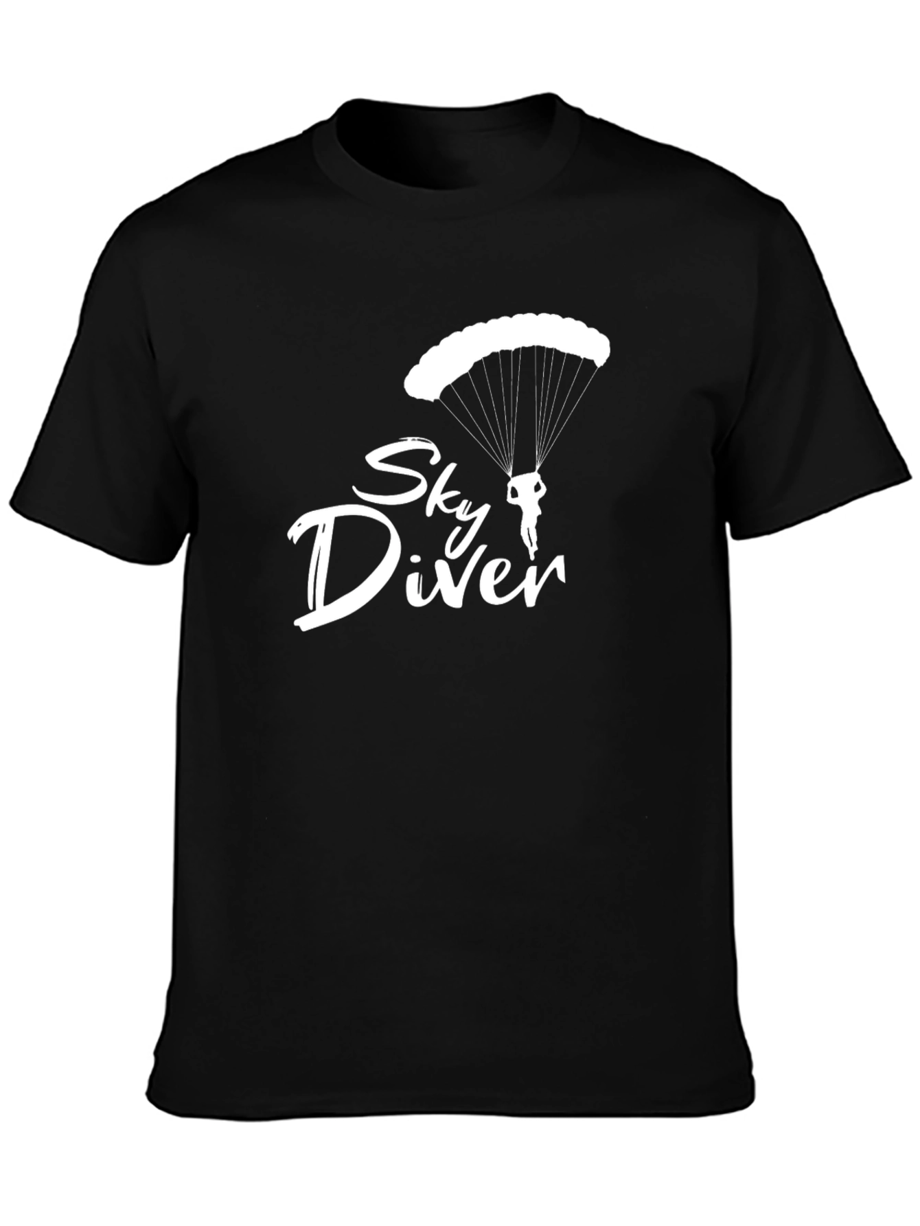 Sky Diver Graphic Tee - Black Cotton T-Shirt