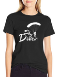 Sky Diver Graphic Tee - Black Cotton T-Shirt
