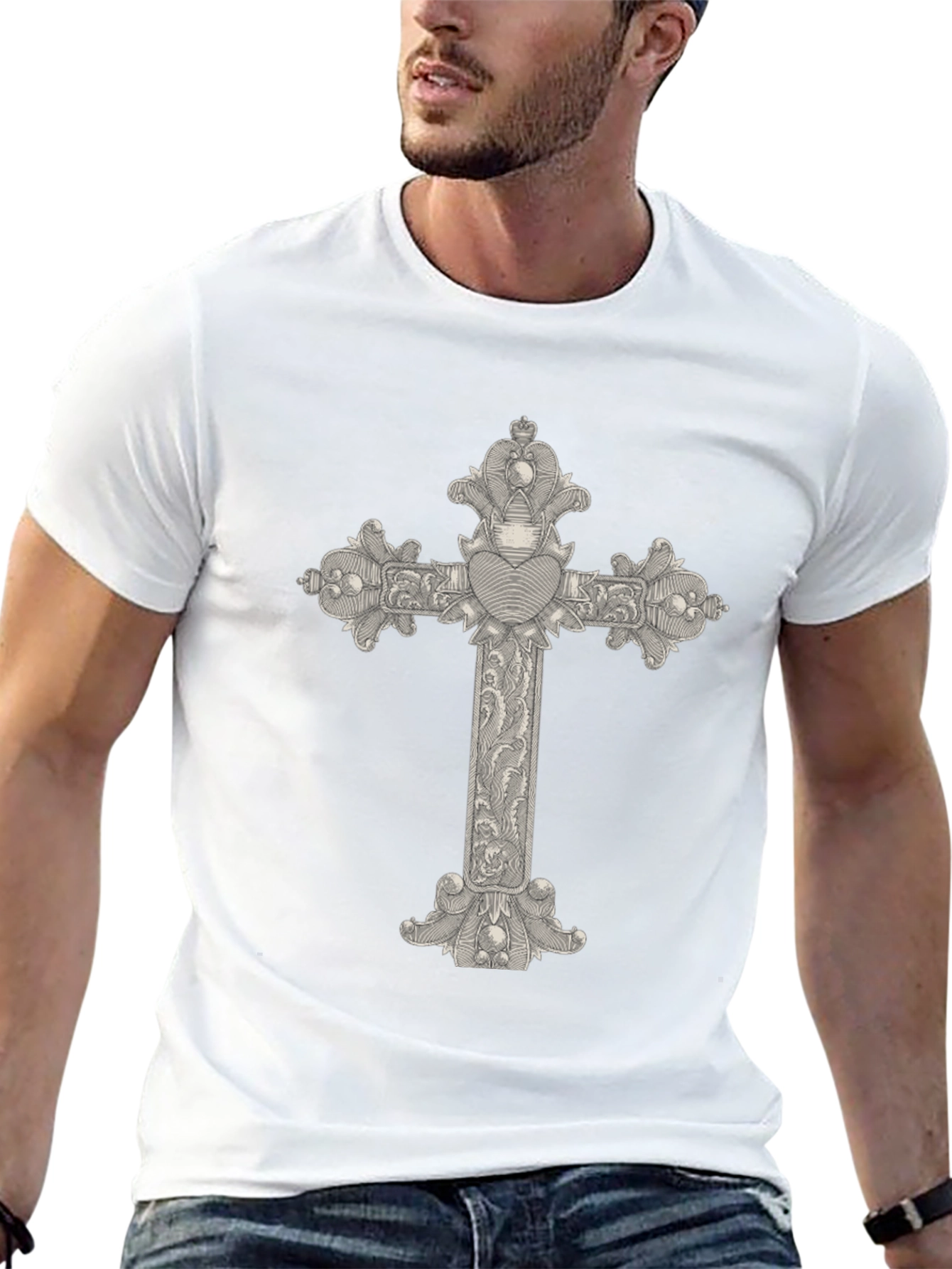 Ornate Cross Graphic Tee - Classic Black T-Shirt