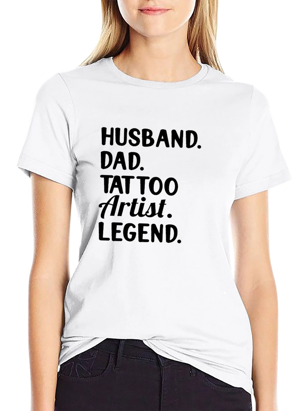 Husband Dad Tattoo Artist Legend Black T-Shirt