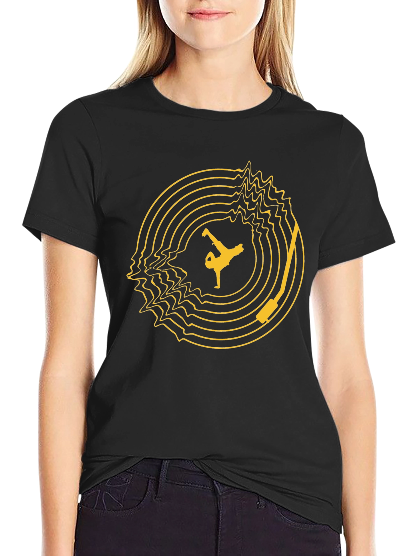 DJ Record Player Graphic Tee - Black