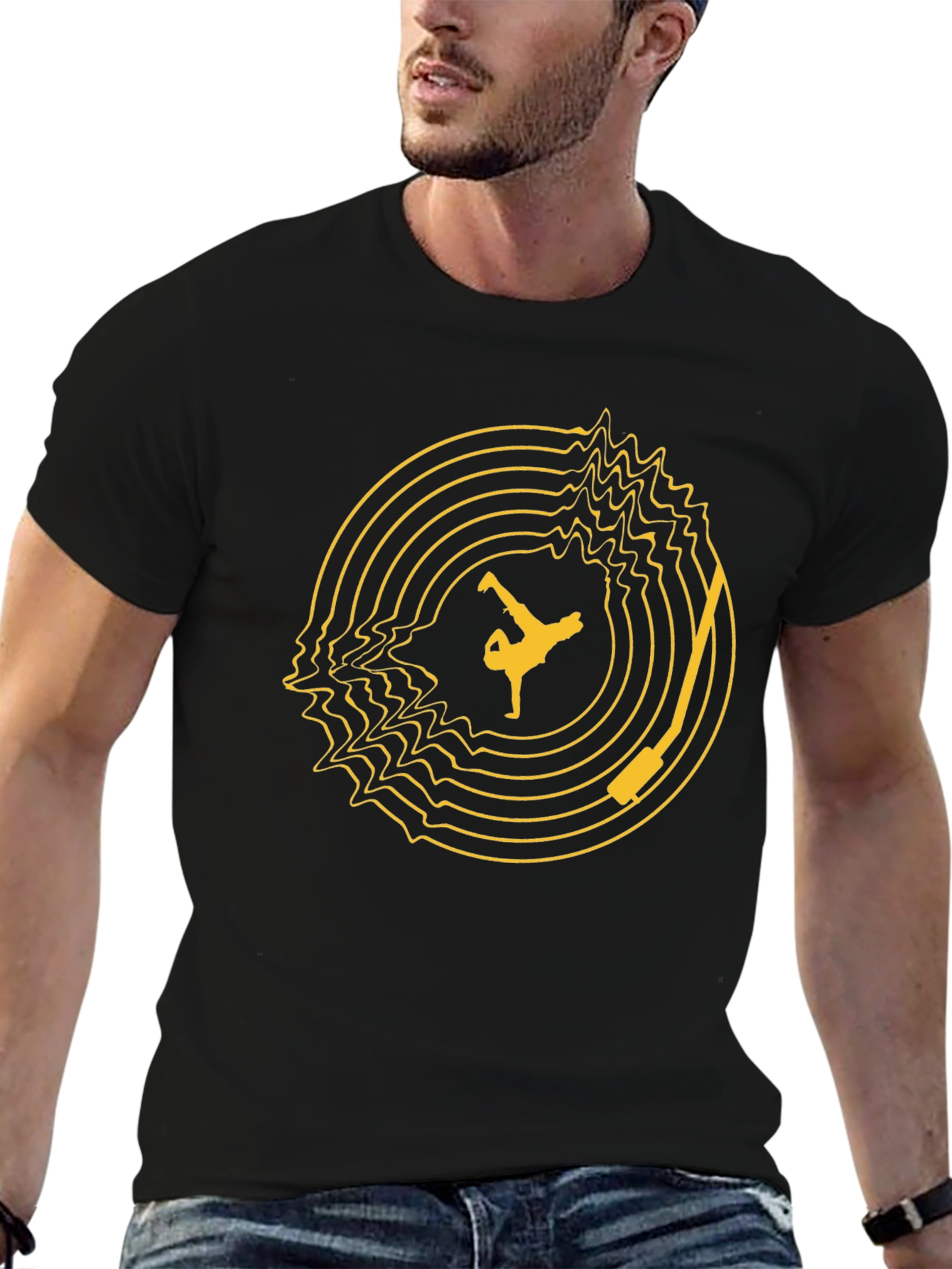 DJ Record Player Graphic Tee - Black