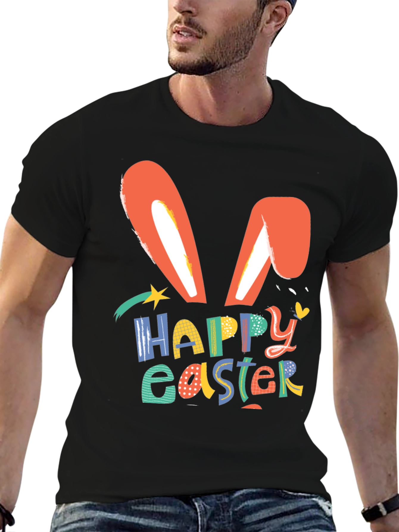 Happy Easter Bunny Ears Graphic T-Shirt