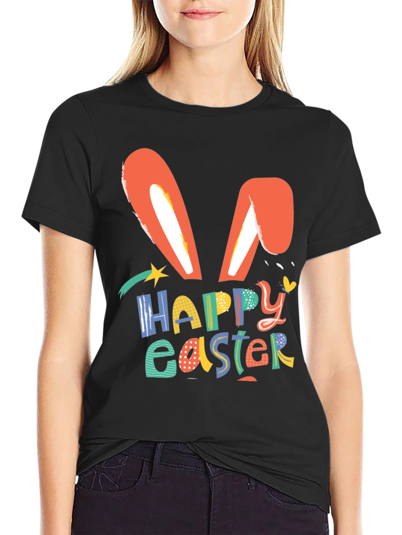Happy Easter Bunny Ears Graphic T-Shirt