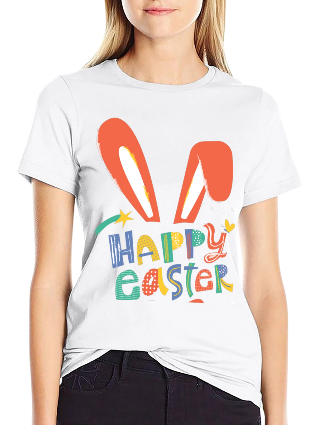 Happy Easter Bunny Ears Graphic T-Shirt