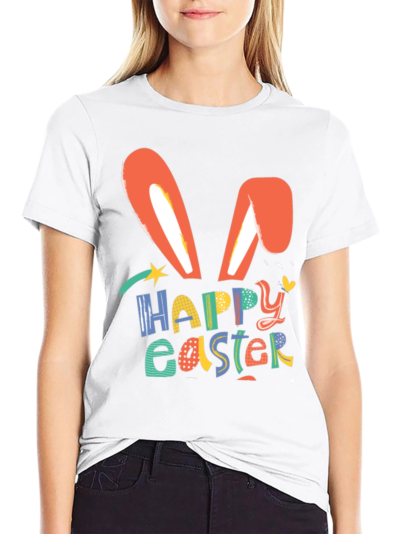 Happy Easter Bunny Ears Graphic T-Shirt