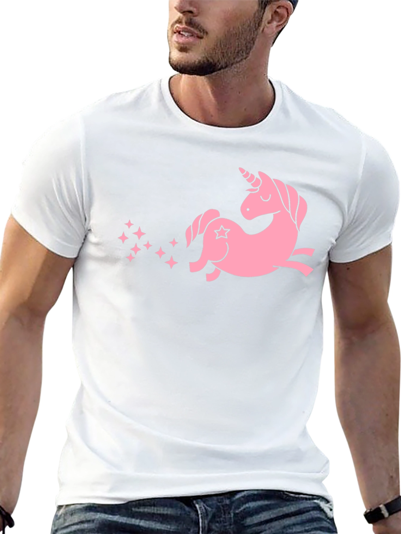Pink Unicorn Black T-Shirt
