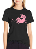 Pink Unicorn Black T-Shirt