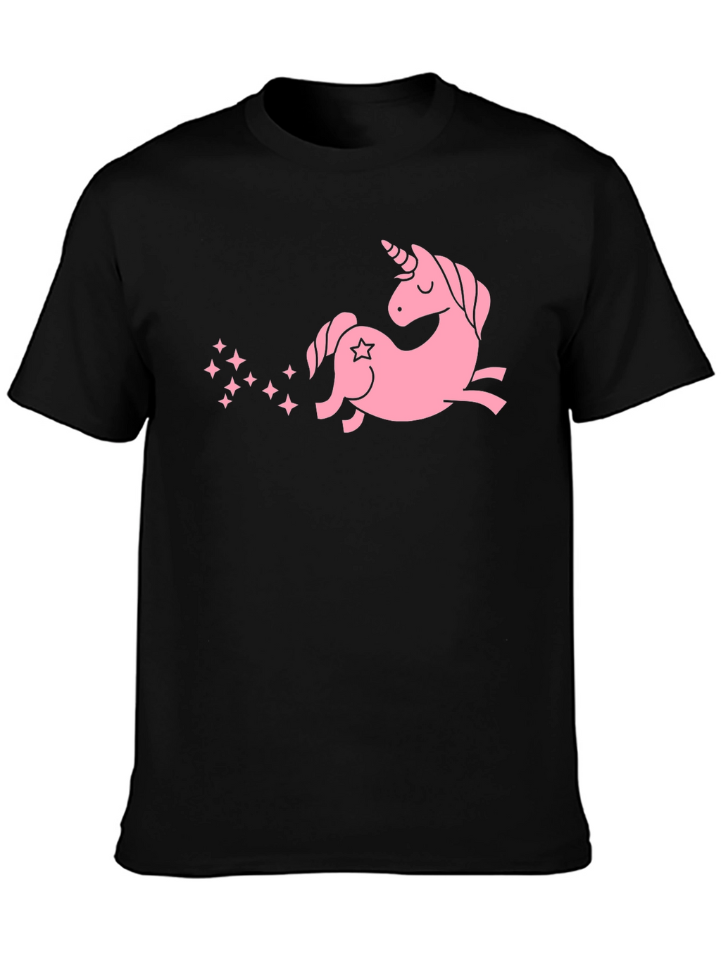 Pink Unicorn Black T-Shirt