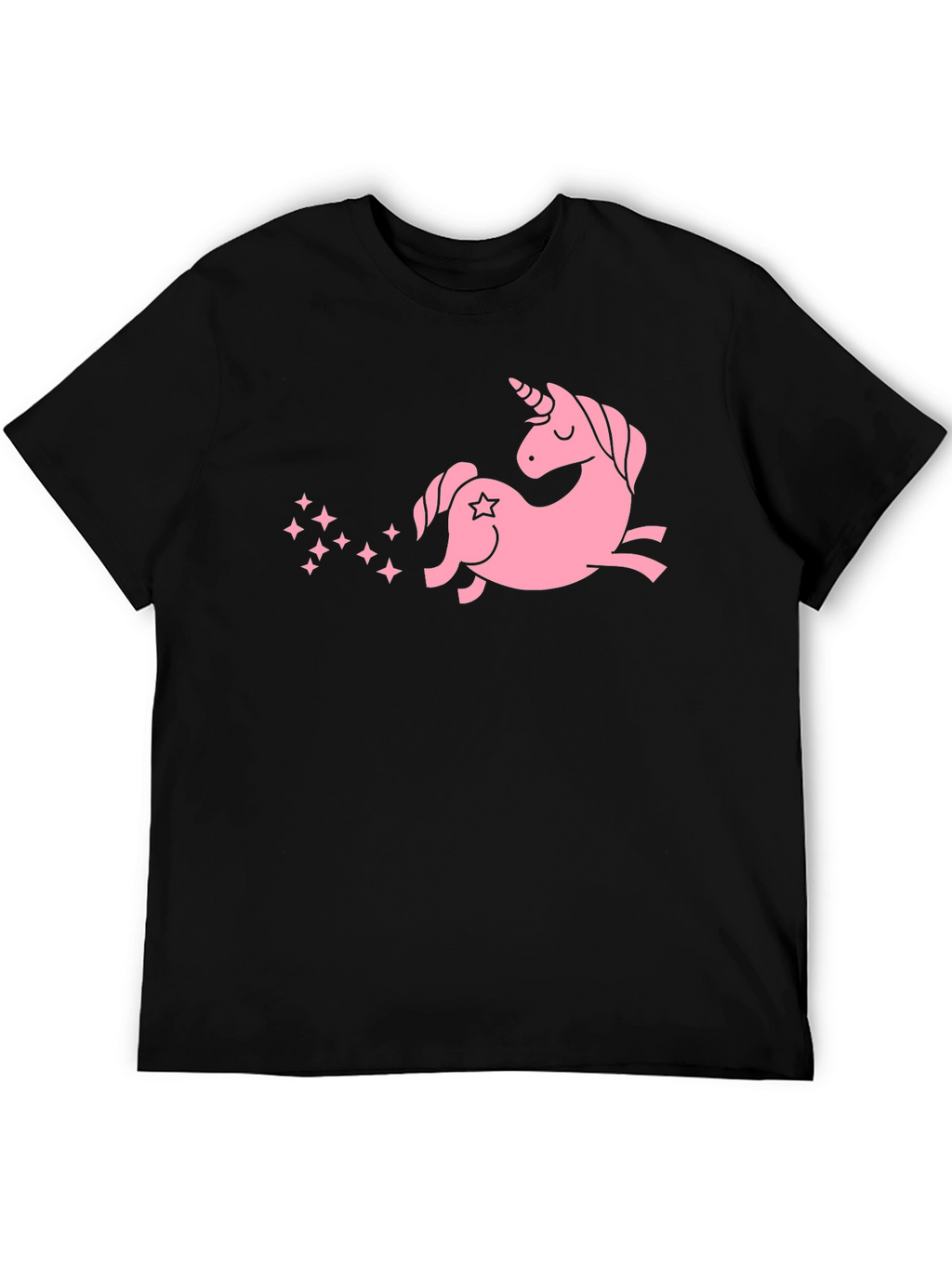 Pink Unicorn Black T-Shirt