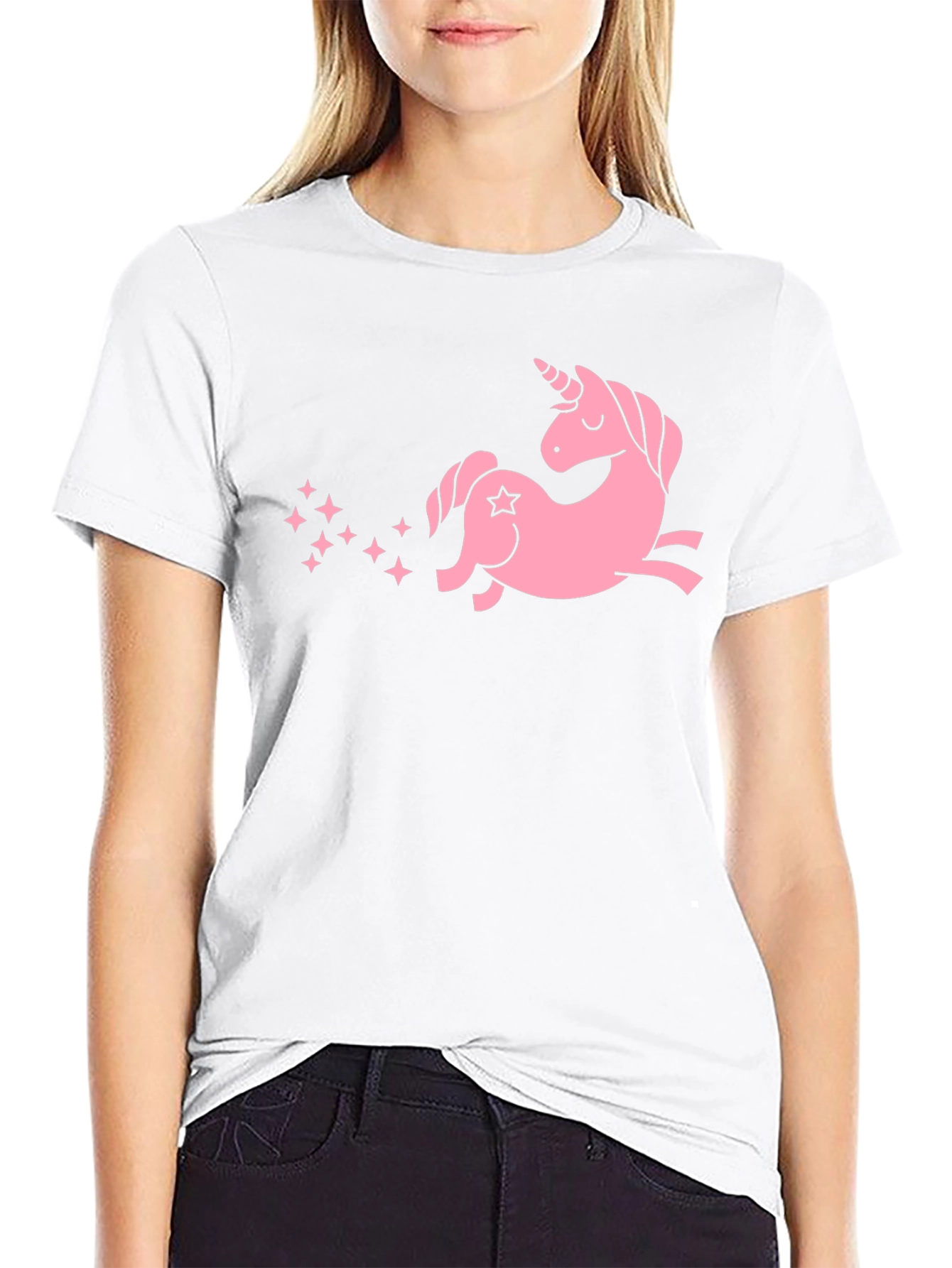 Pink Unicorn Black T-Shirt
