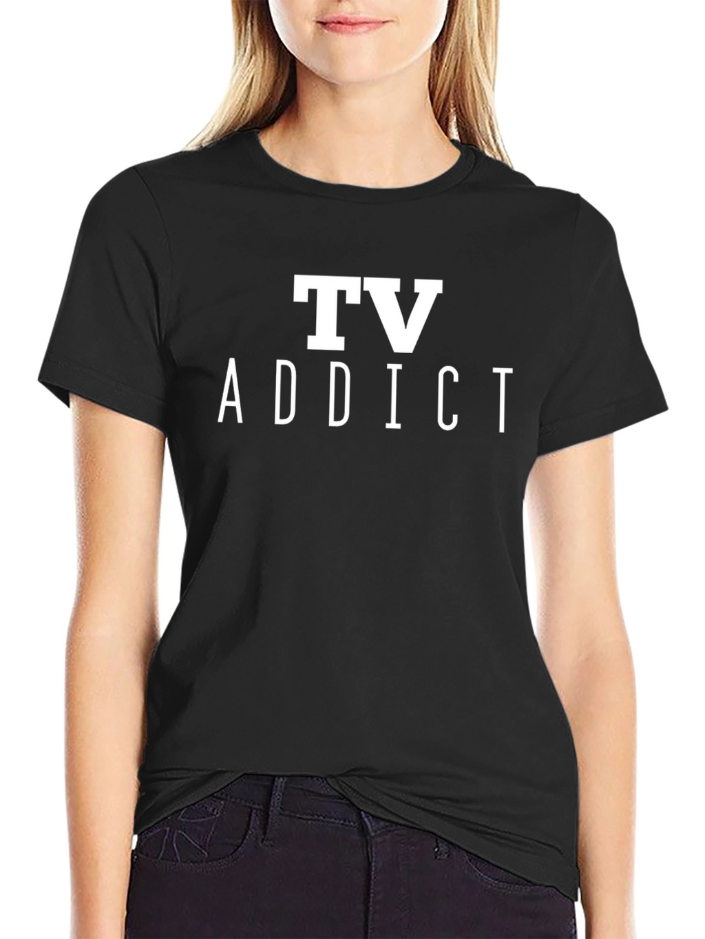 TV Addict T-Shirt - Black Casual Tee