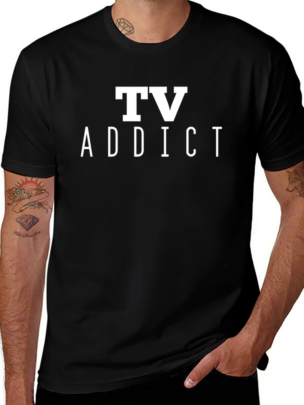 TV Addict T-Shirt - Black Casual Tee