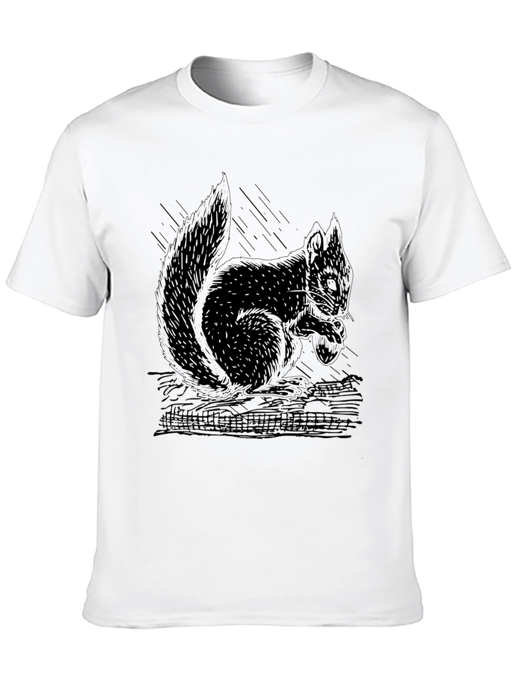 Mens Black Squirrel Graphic T-Shirt