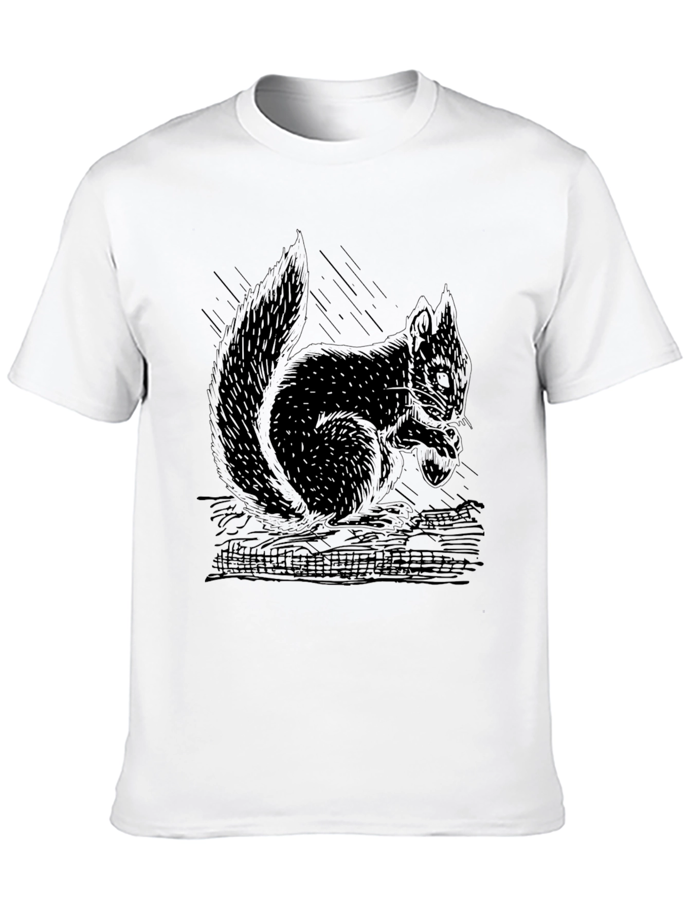Mens Black Squirrel Graphic T-Shirt