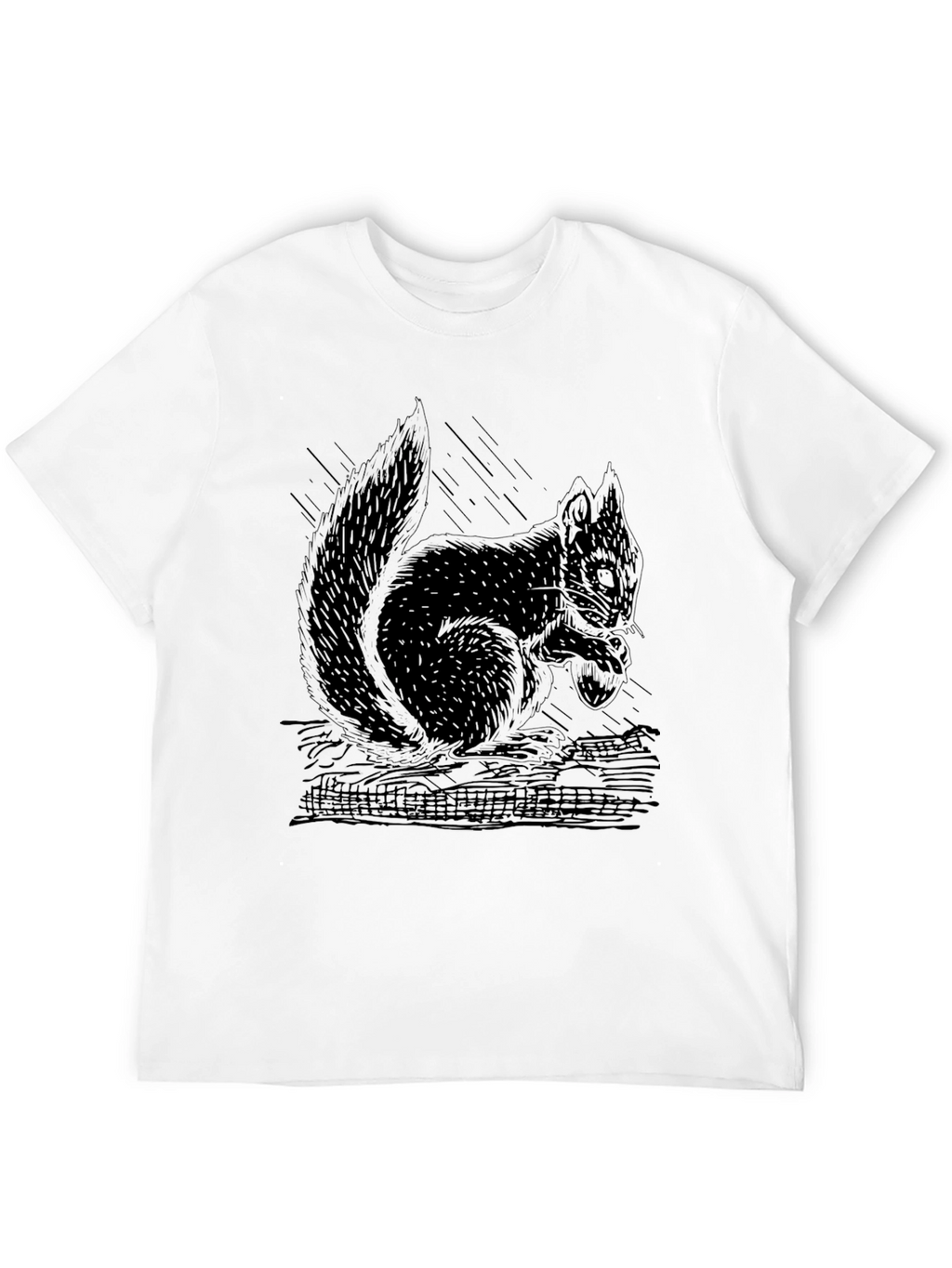 Mens Black Squirrel Graphic T-Shirt