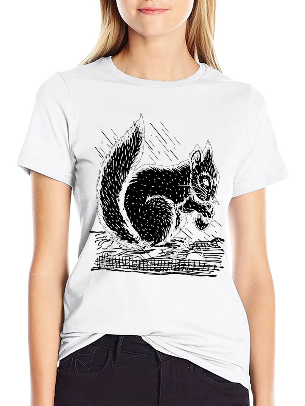Mens Black Squirrel Graphic T-Shirt