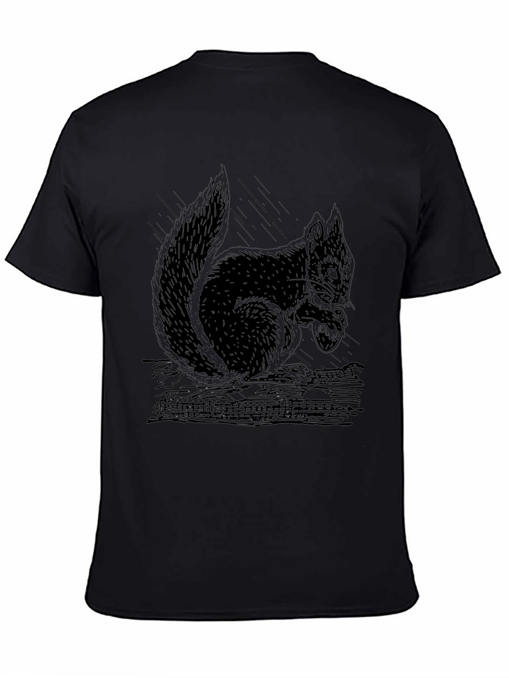 Mens Black Squirrel Graphic T-Shirt