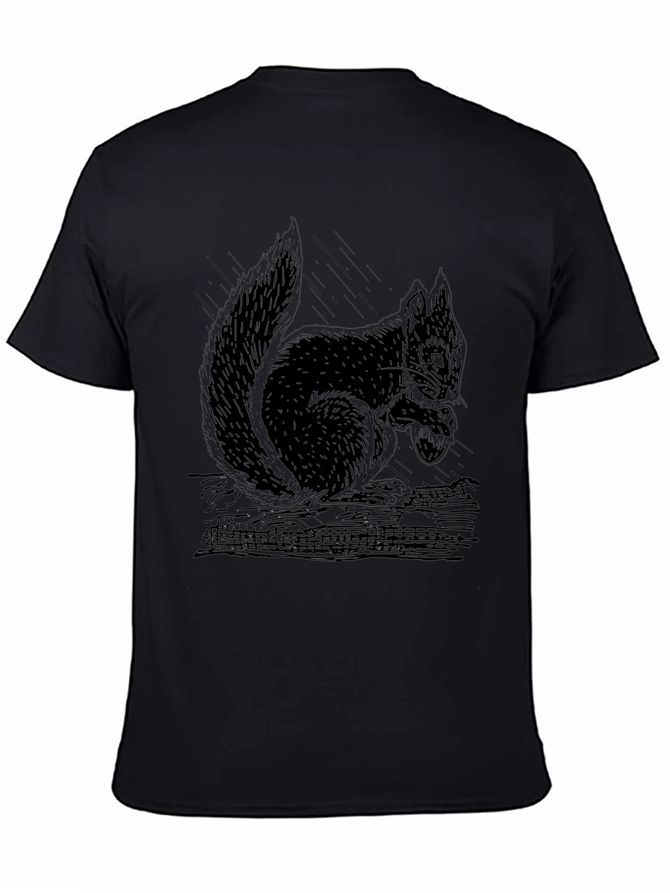 Mens Black Squirrel Graphic T-Shirt