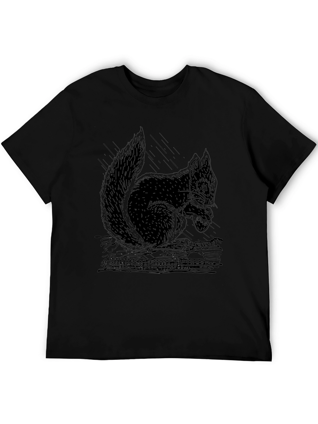 Mens Black Squirrel Graphic T-Shirt