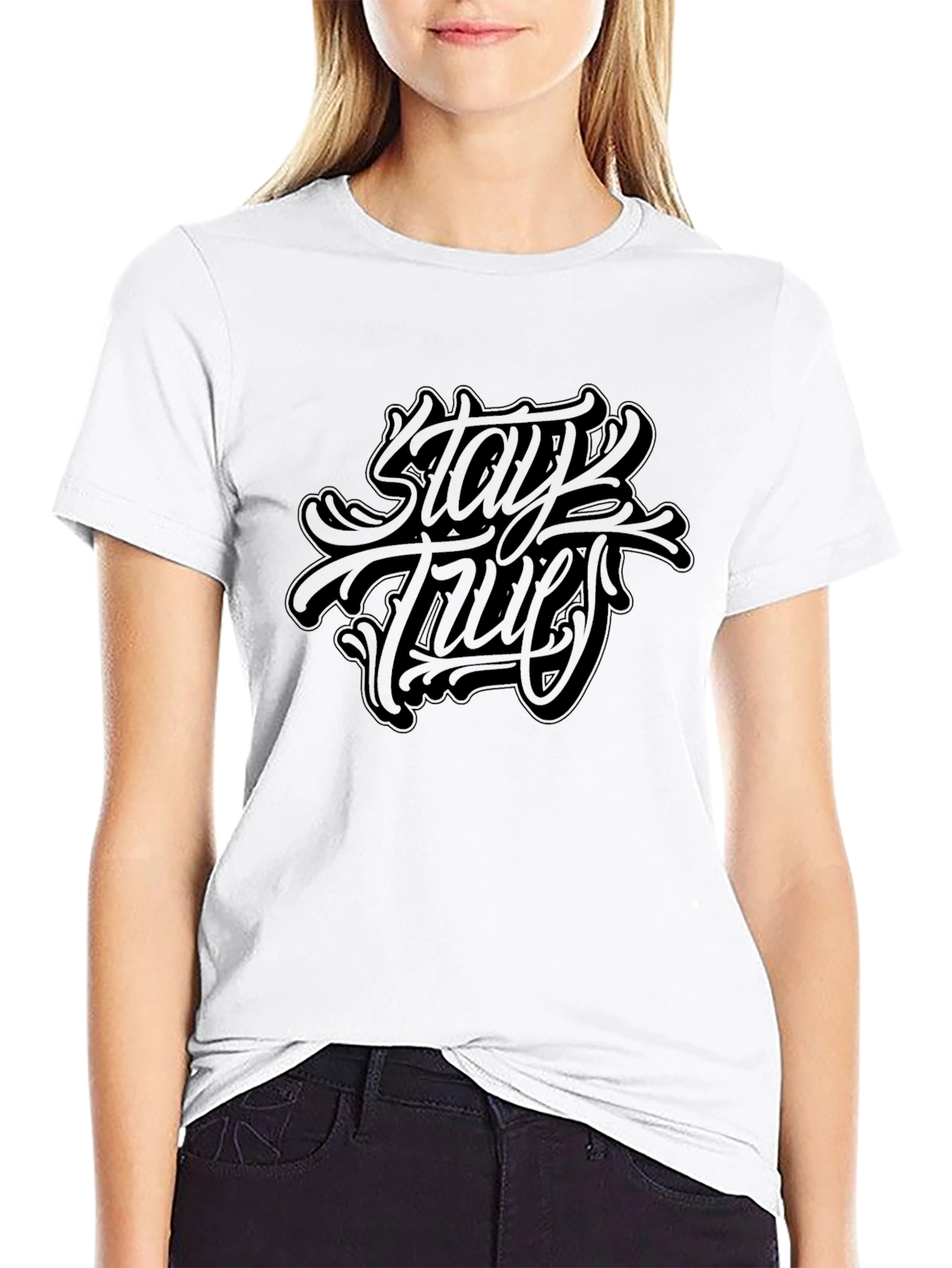 Stay True Graphic Black T-Shirt