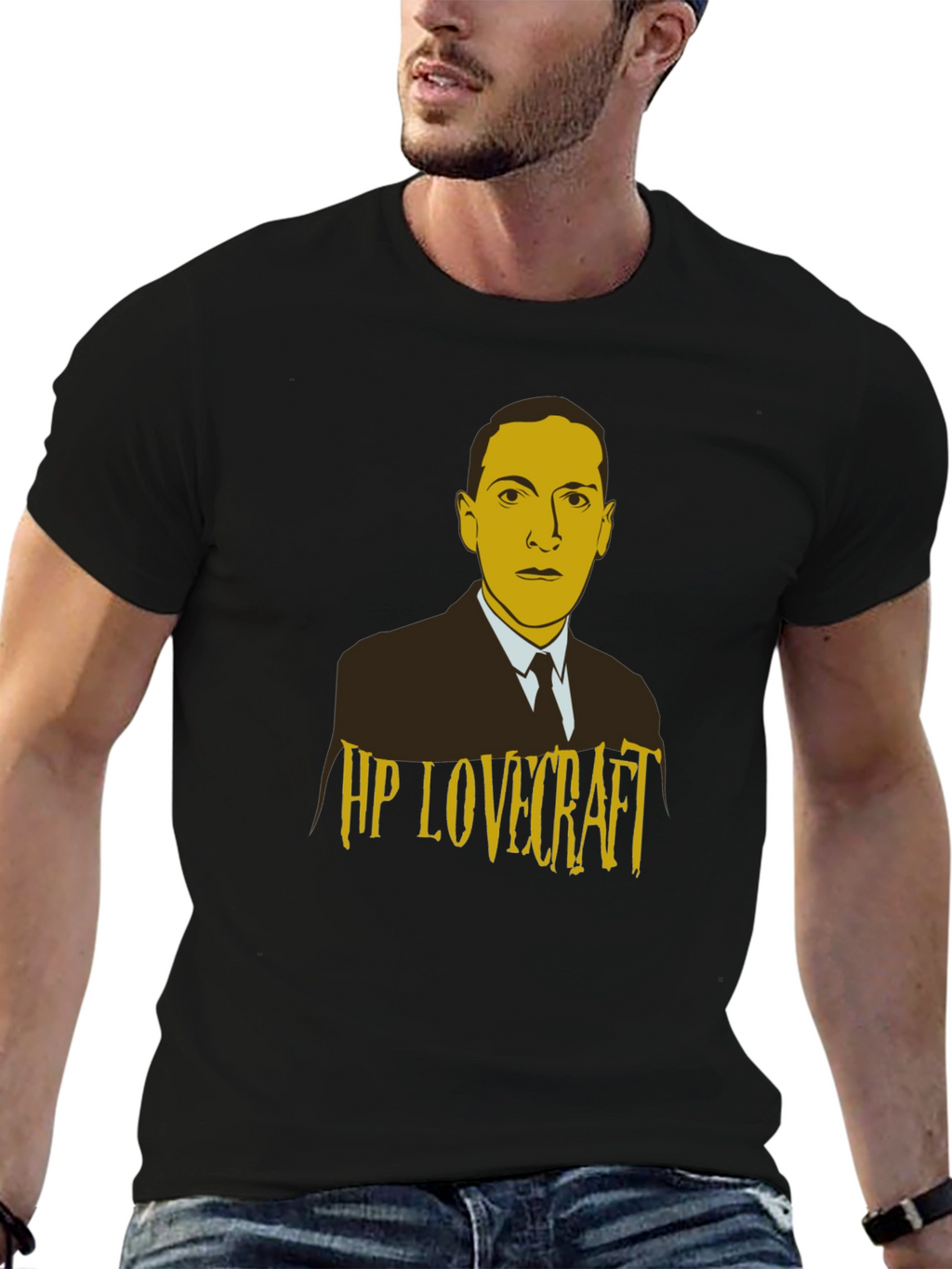 HP Lovecraft Graphic Print Black T-Shirt