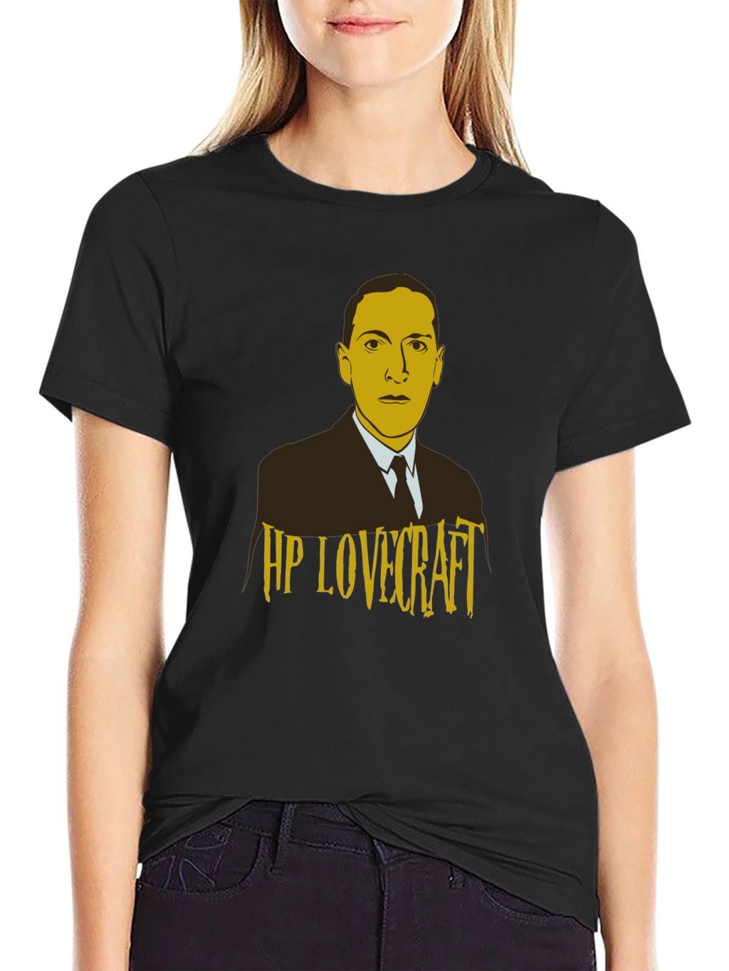 HP Lovecraft Graphic Print Black T-Shirt