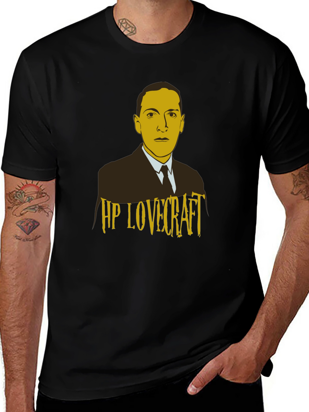 HP Lovecraft Graphic Print Black T-Shirt