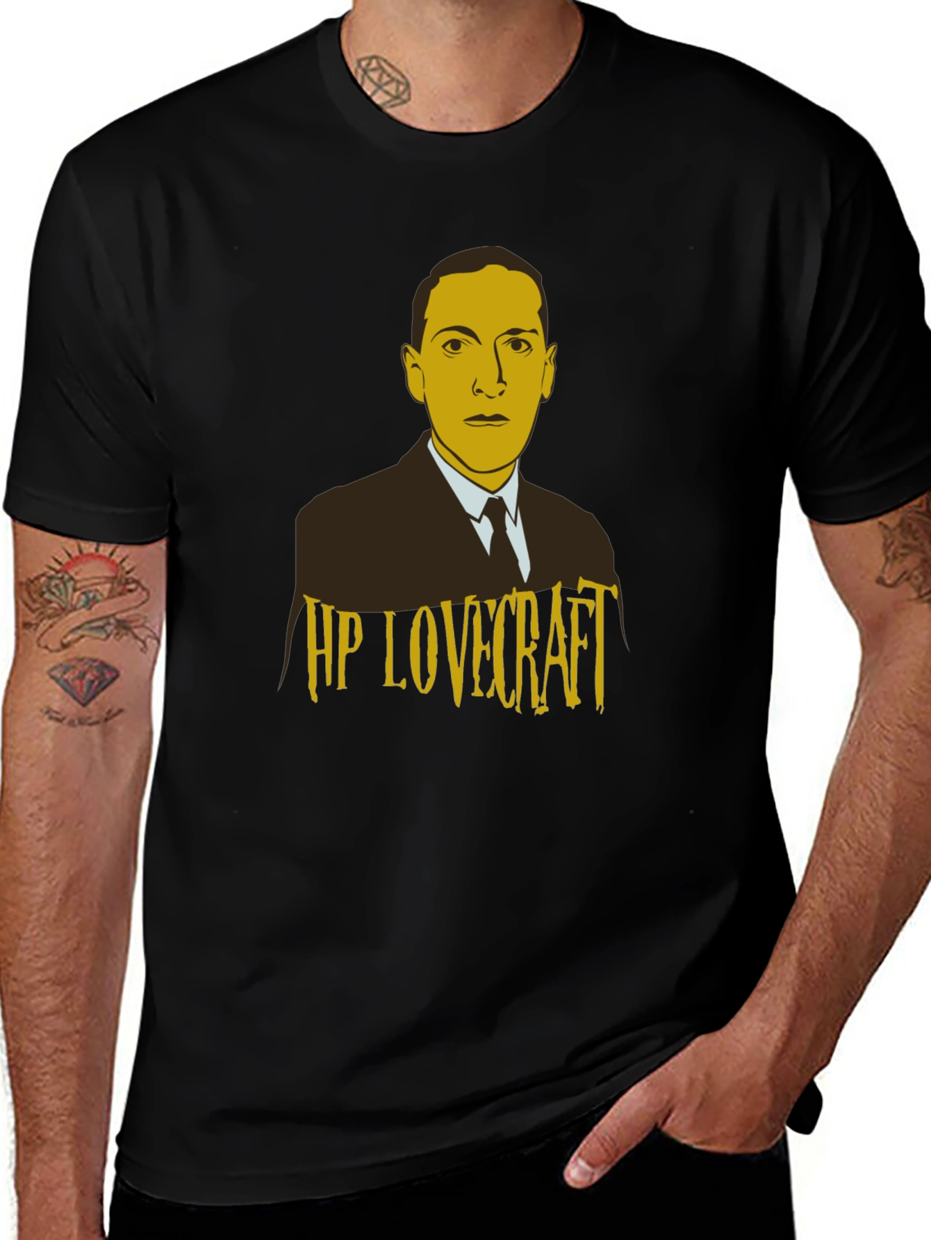 HP Lovecraft Graphic Print Black T-Shirt