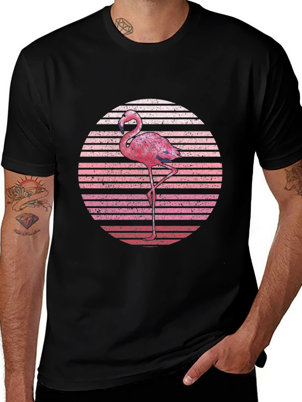 Retro Flamingo Sunset Graphic T-Shirt