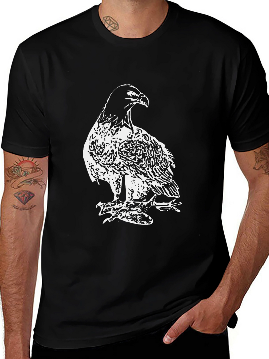 Black Eagle Graphic Tee - Mens Fashion
