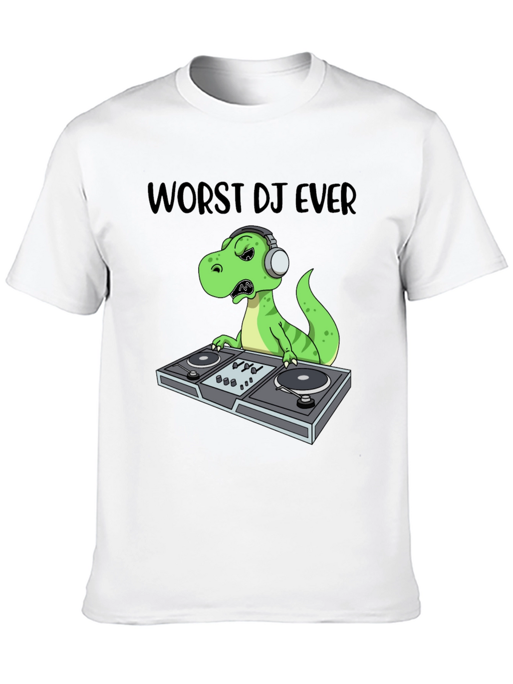 Worst DJ Ever T-Shirt - Dinosaur DJing