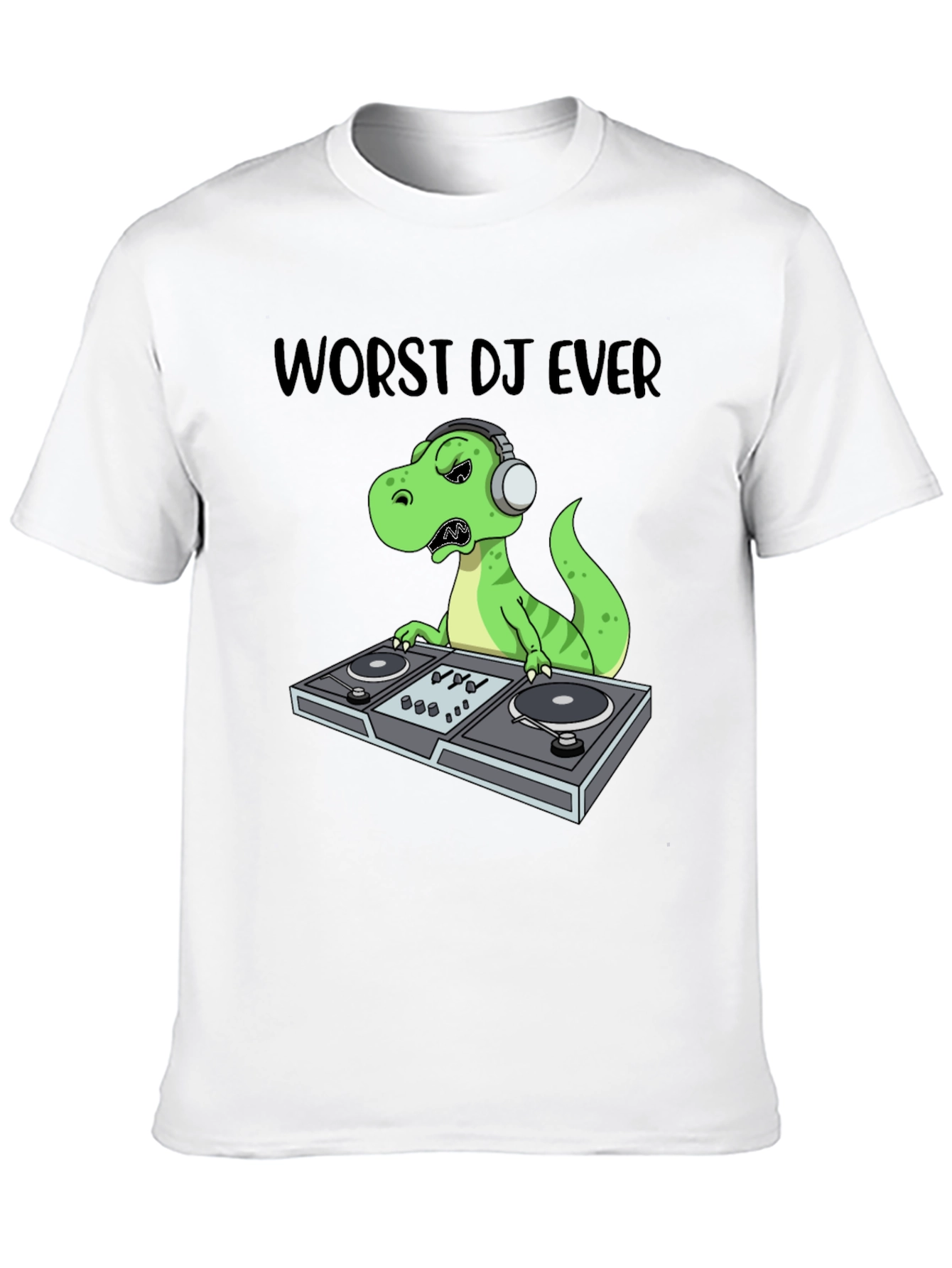 Worst DJ Ever T-Shirt - Dinosaur DJing