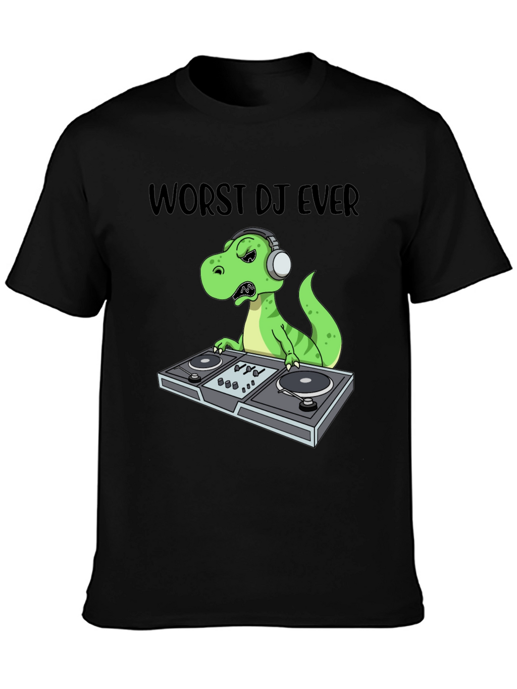 Worst DJ Ever T-Shirt - Dinosaur DJing