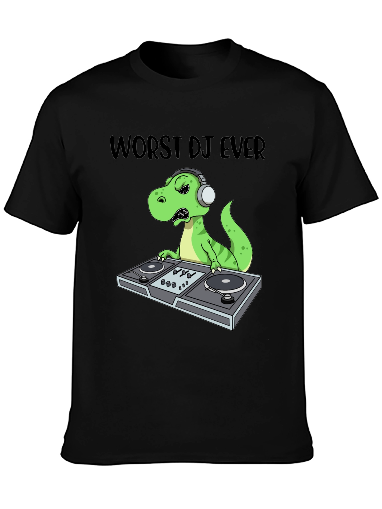 Worst DJ Ever T-Shirt - Dinosaur DJing