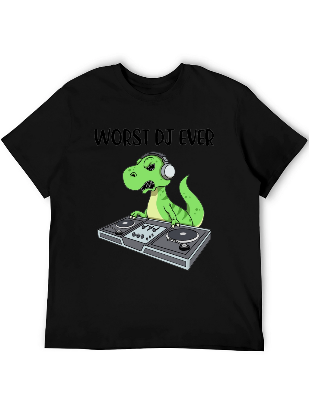 Worst DJ Ever T-Shirt - Dinosaur DJing