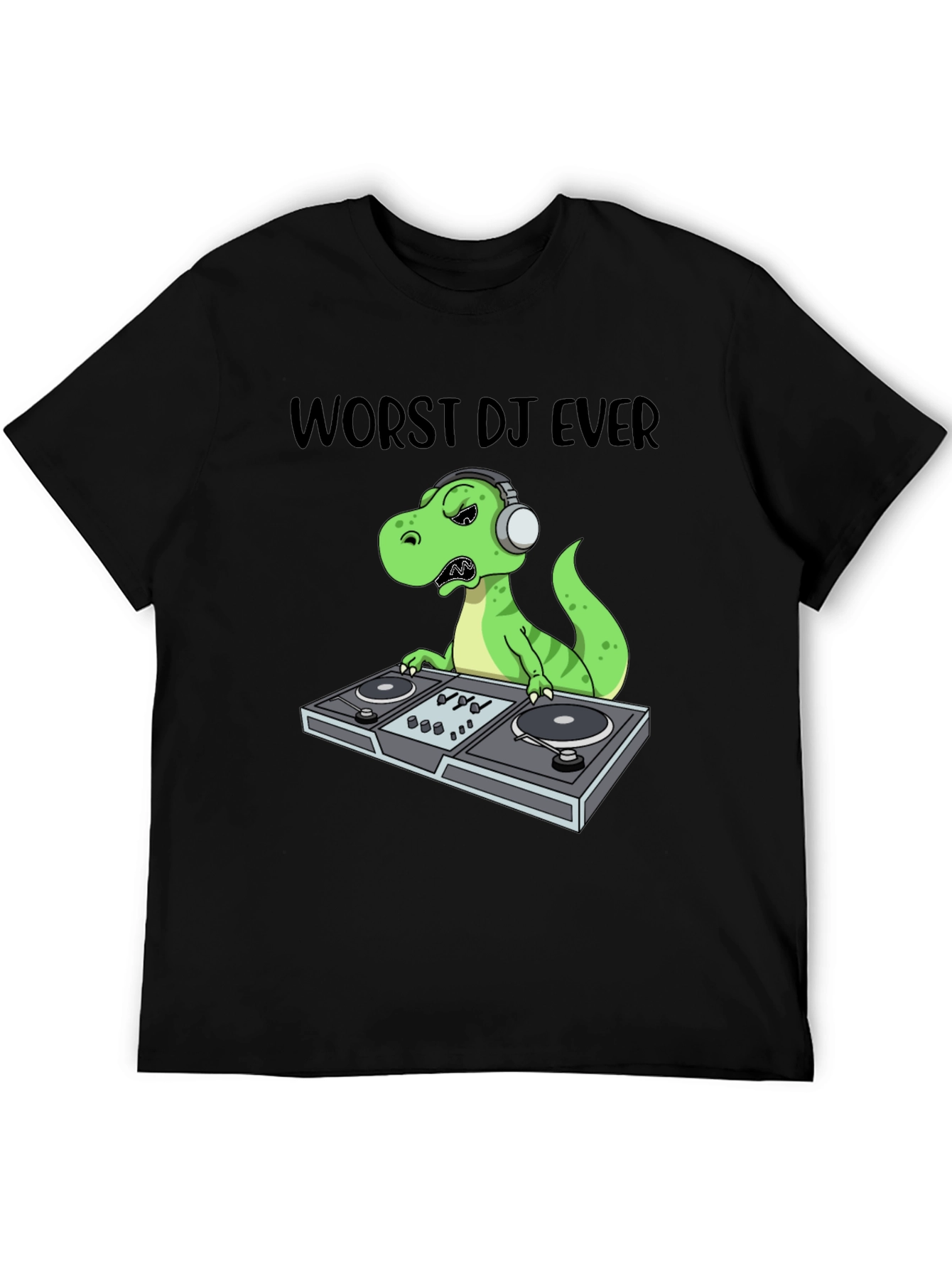 Worst DJ Ever T-Shirt - Dinosaur DJing