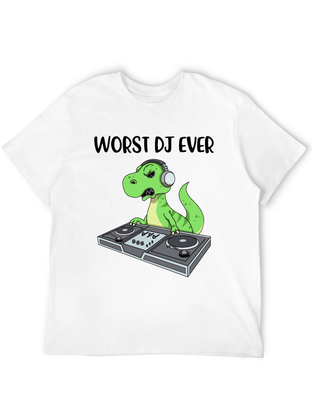 Worst DJ Ever T-Shirt - Dinosaur DJing