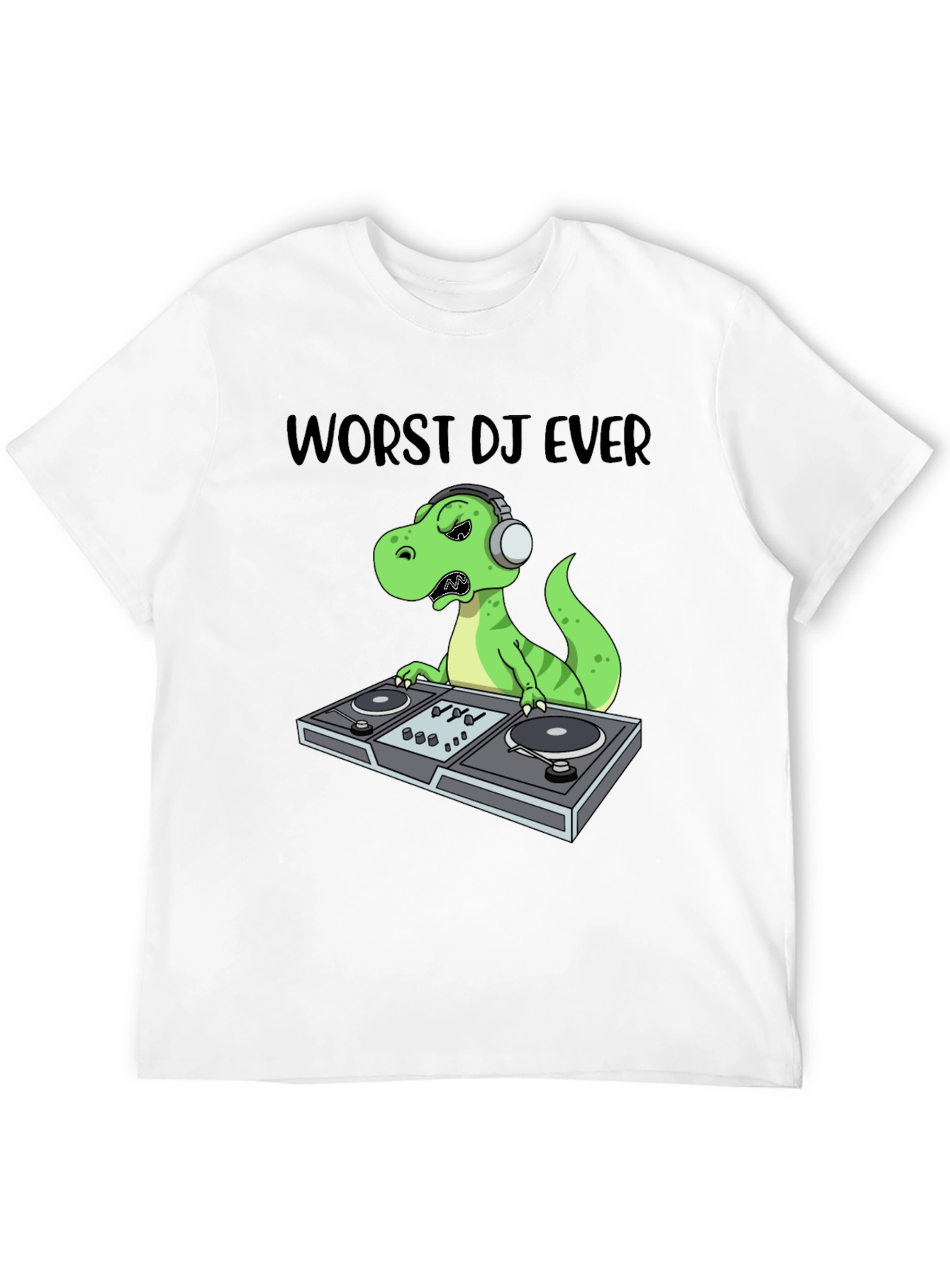 Worst DJ Ever T-Shirt - Dinosaur DJing
