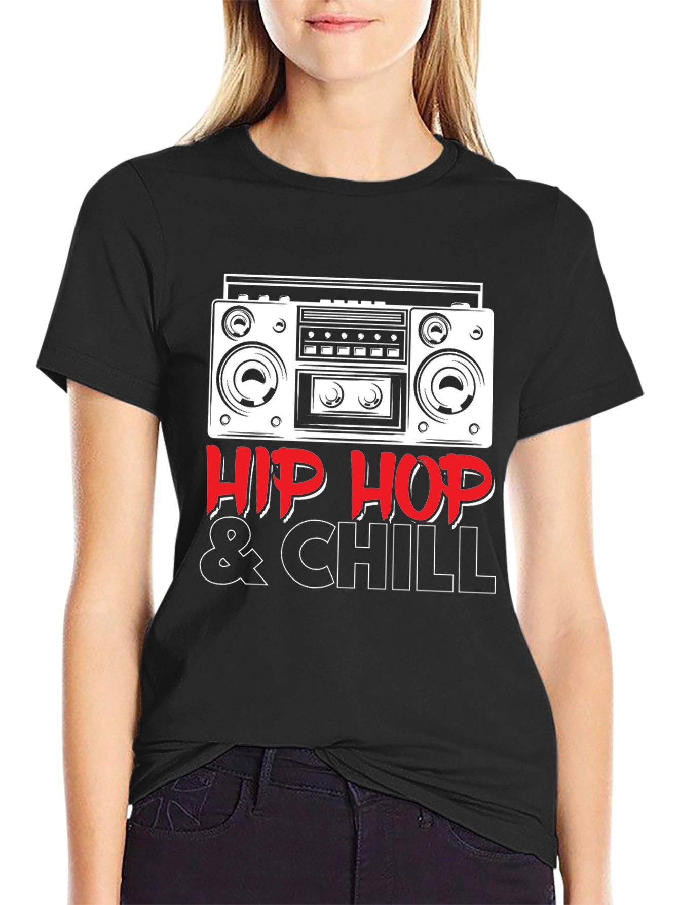 Hip Hop & Chill Graphic Tee - Cool Boombox Design