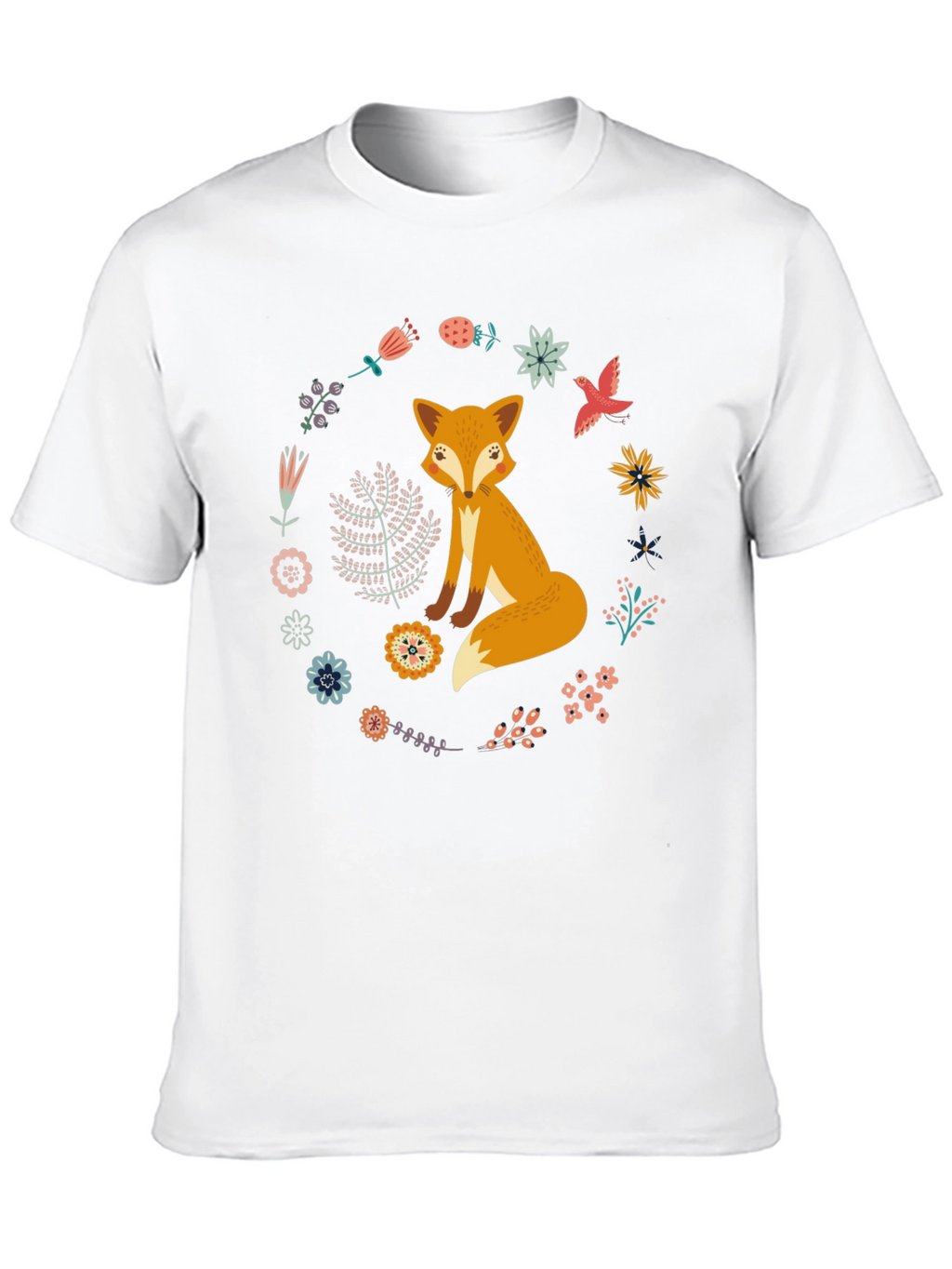 Fox and Floral Wreath Graphic Tee