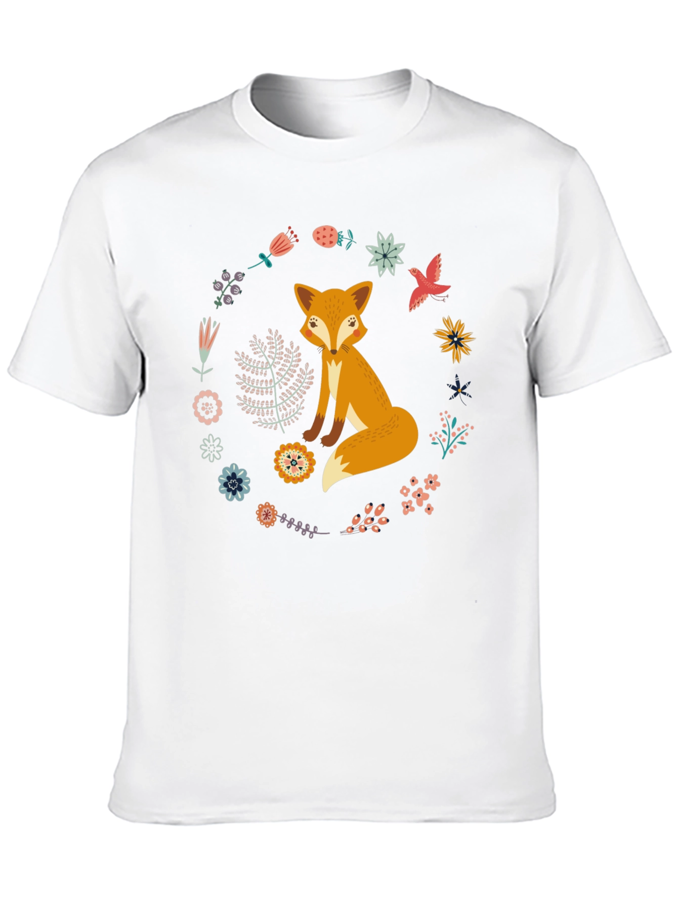 Fox and Floral Wreath Graphic Tee