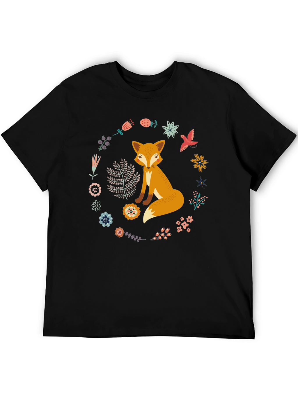 Fox and Floral Wreath Graphic Tee