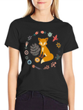 Fox and Floral Wreath Graphic Tee