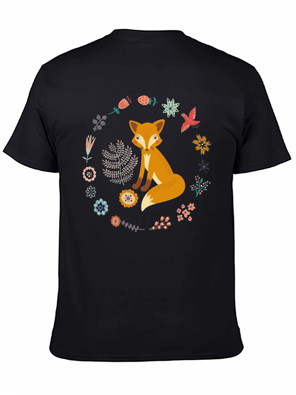 Fox and Floral Wreath Graphic Tee